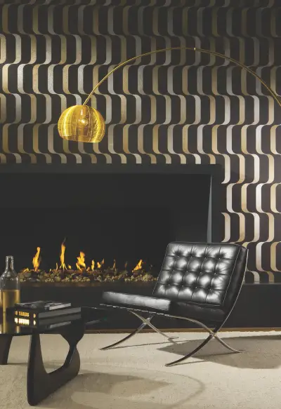 Ribbon Wallpaper - Black/Taupe