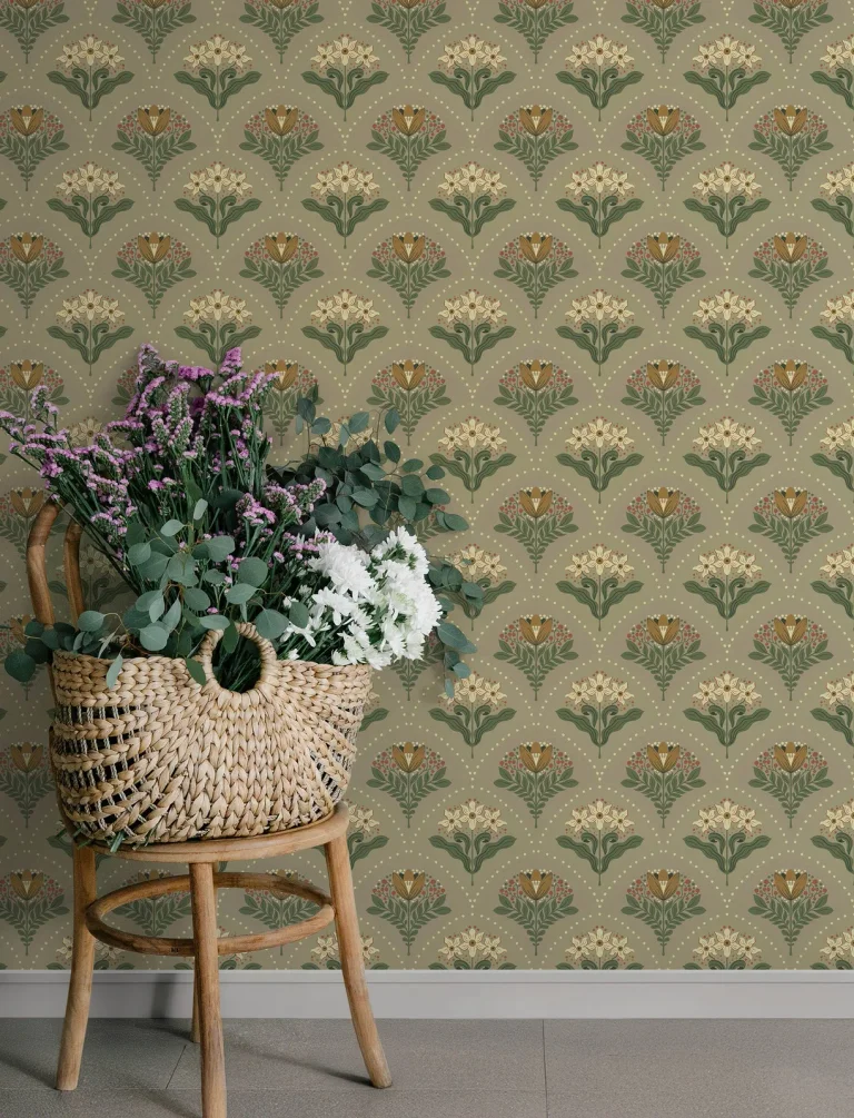 Maj Floral Damask Wallpaper - Taupe — Image 2