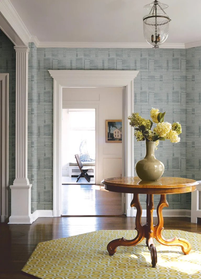 Callaway Woven Stripes Wallpaper - Denim — Ảnh 3