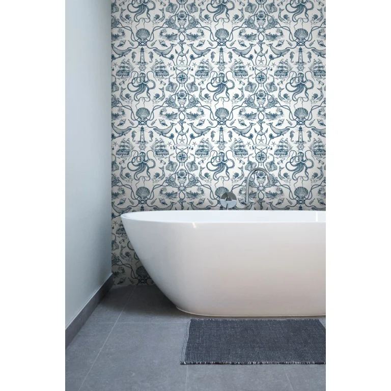 Deep Sea Toile Wallpaper - Blue — Image 4