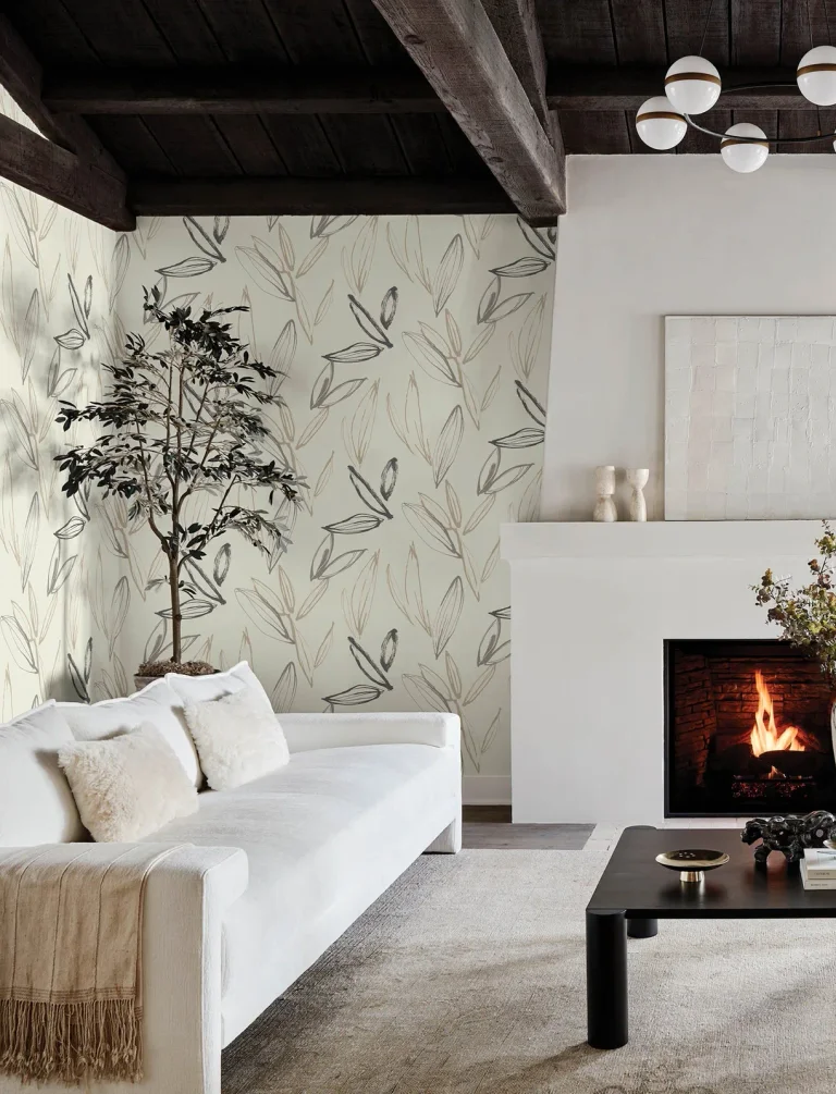 Kenia Leaf Toss Wallpaper - Natural/Black — Ảnh 4