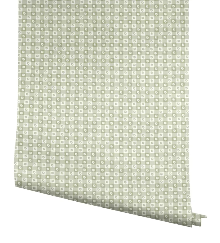 Rifle Paper Co. Daisy Gingham Floral Check Peel and Stick Wallpaper - Green — Ảnh 2