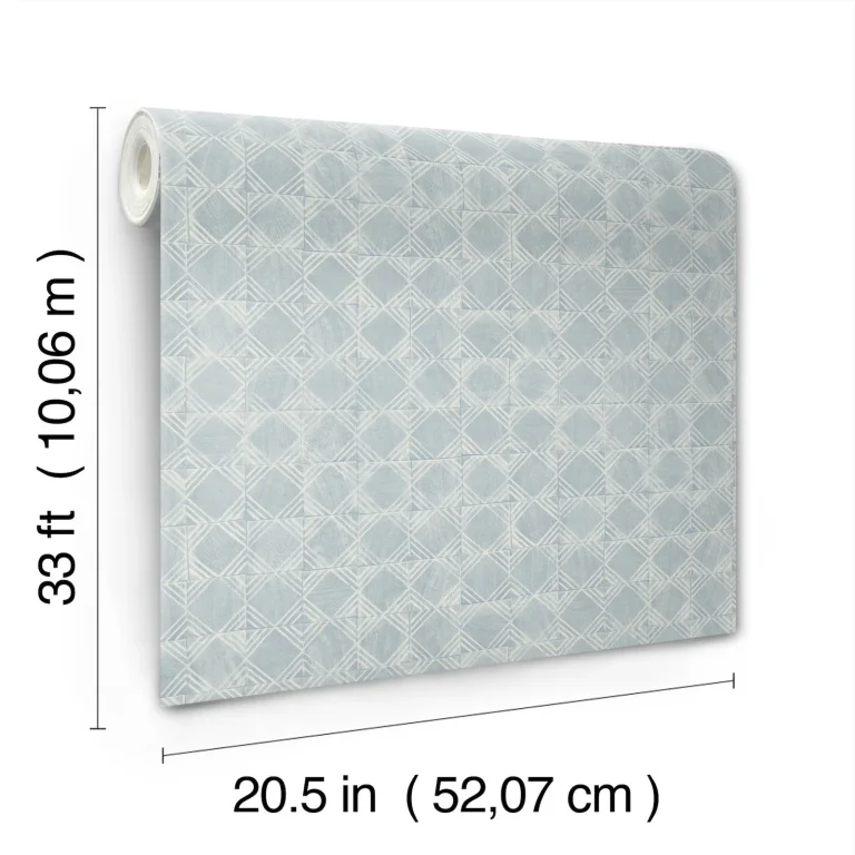 Chesapeake Button Block Geometric Wallpaper - Blue — Image 4