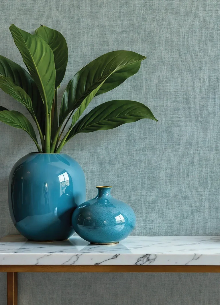 Alba Open Weave Wallpaper - Sky Blue