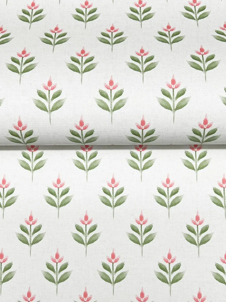 Serene Villa Floral Stamp Wallpaper - Pink — Ảnh 3