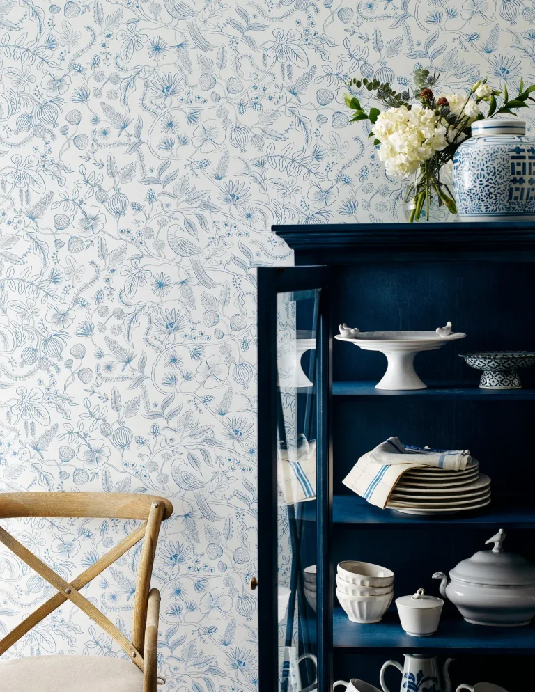 Rifle Paper Co. Aviary Peel and Stick Wallpaper - Royal Blue — Ảnh 5