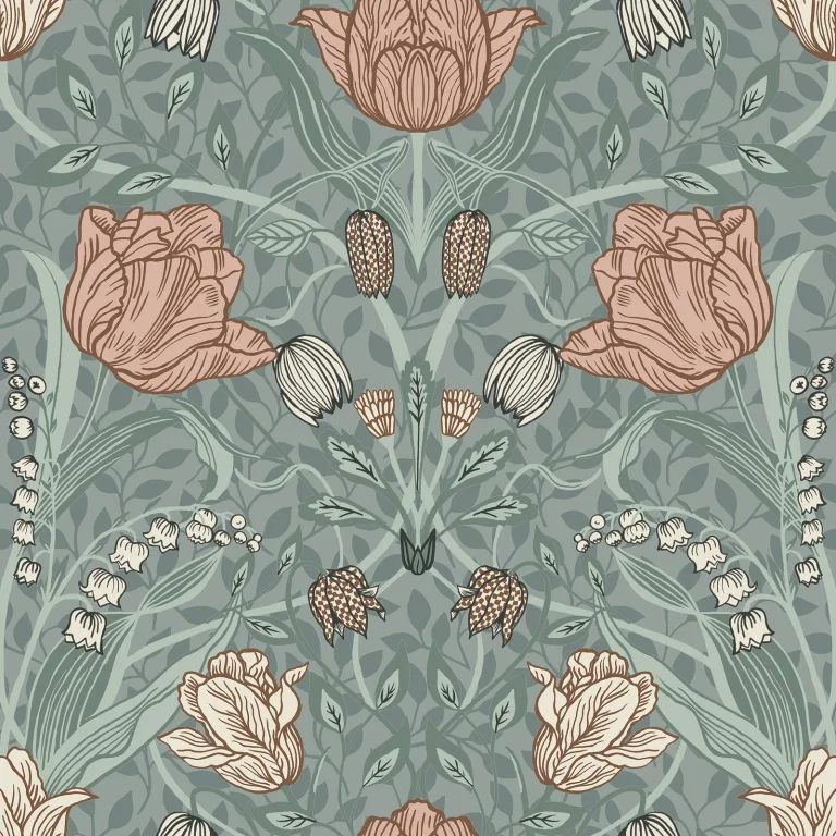 Tulipa Floral Wallpaper - Sage