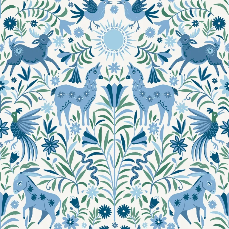 Whimsical Creatures Peel and Stick Wallpaper - Blue — Image 4