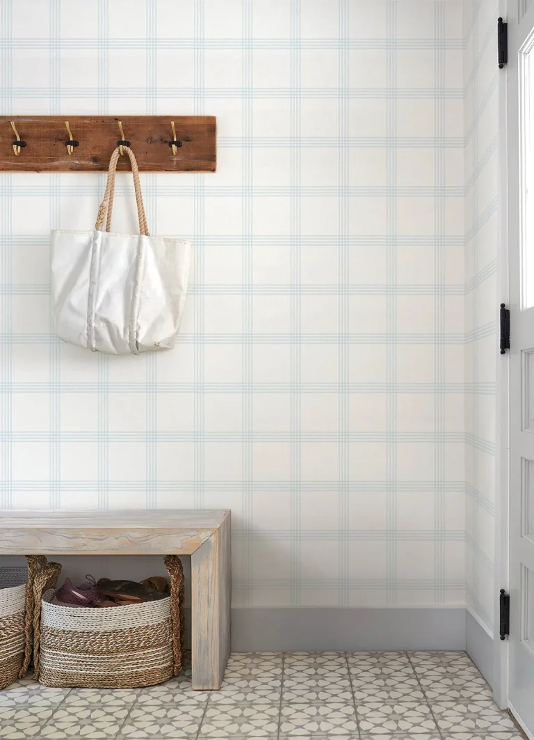 Chesapeake Twain Plaid Wallpaper - Baby Blue — Ảnh 4