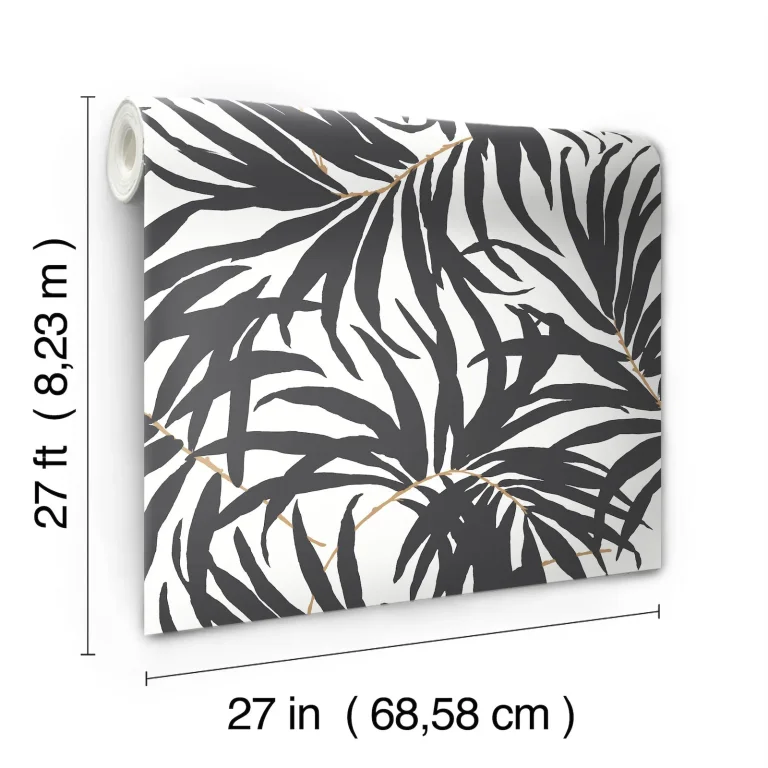 Bali Leaves Peel and Stick Wallpaper - Black — Ảnh 6