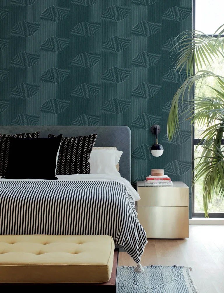 Braddock Rhythmic Flow Wallpaper - Teal — Ảnh 3