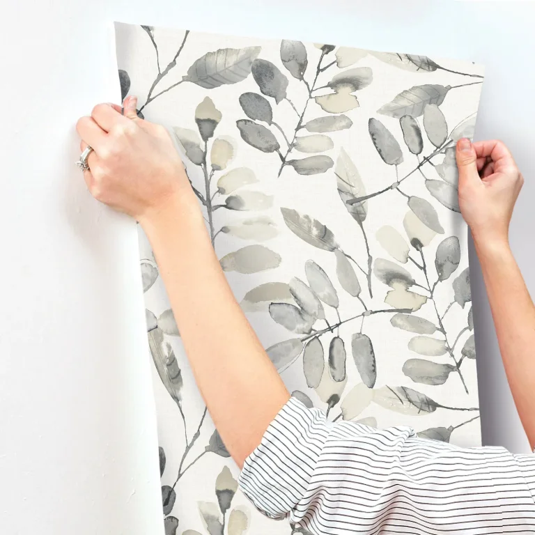 Chesapeake Pinnate Leaves Wallpaper - Charcoal — Ảnh 4