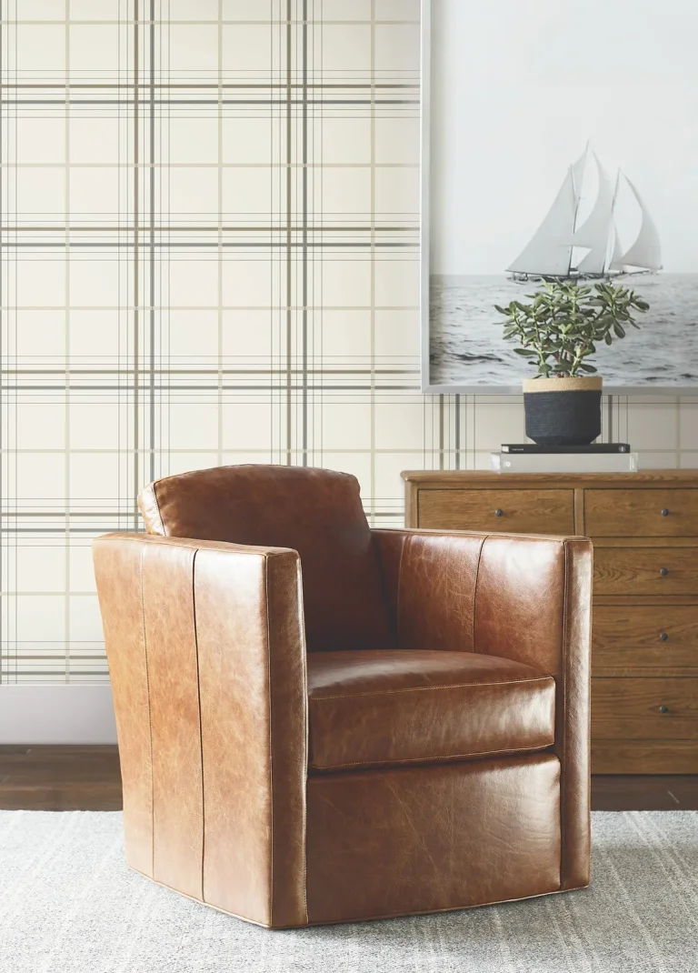 Ronald Redding Lakeside Plaid Tailored Wallpaper - Beige — Ảnh 4