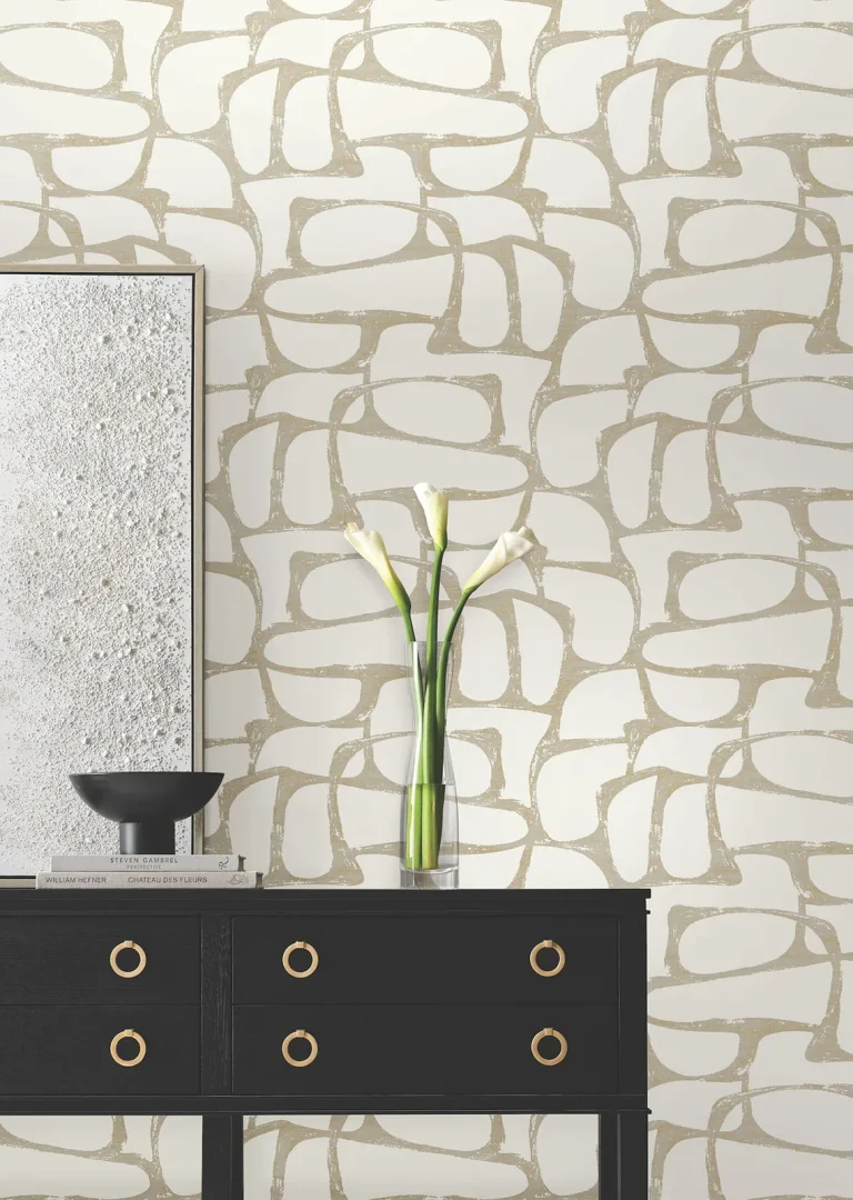 Candice Olson Craftsman Geometric Wallpaper - White & Gold — Ảnh 3
