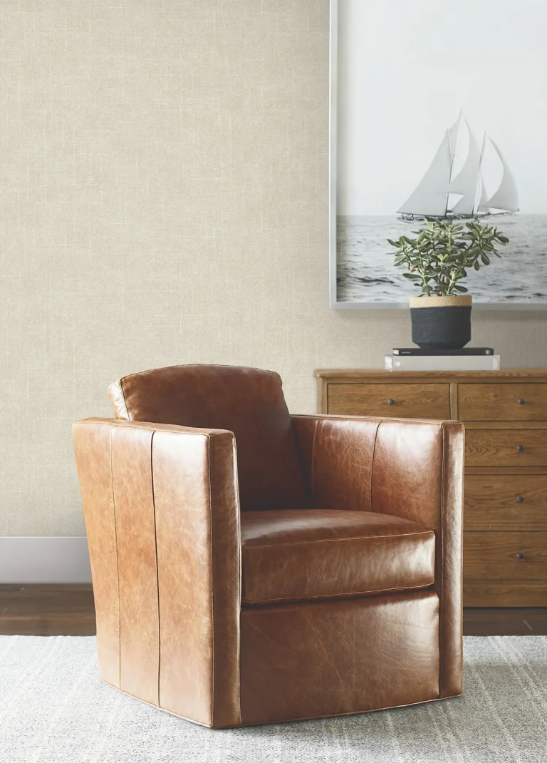 Ronald Redding Saratoga Faux Linen Wallpaper - Beige — Ảnh 5