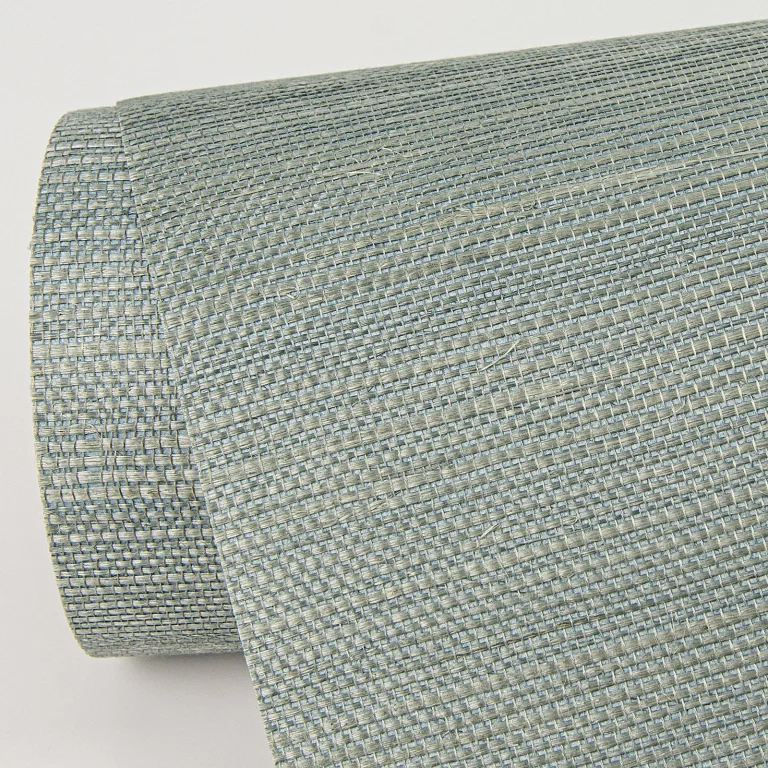 Zhejiang Sisal Grasscloth Wallpaper - Aquamarine — Ảnh 3
