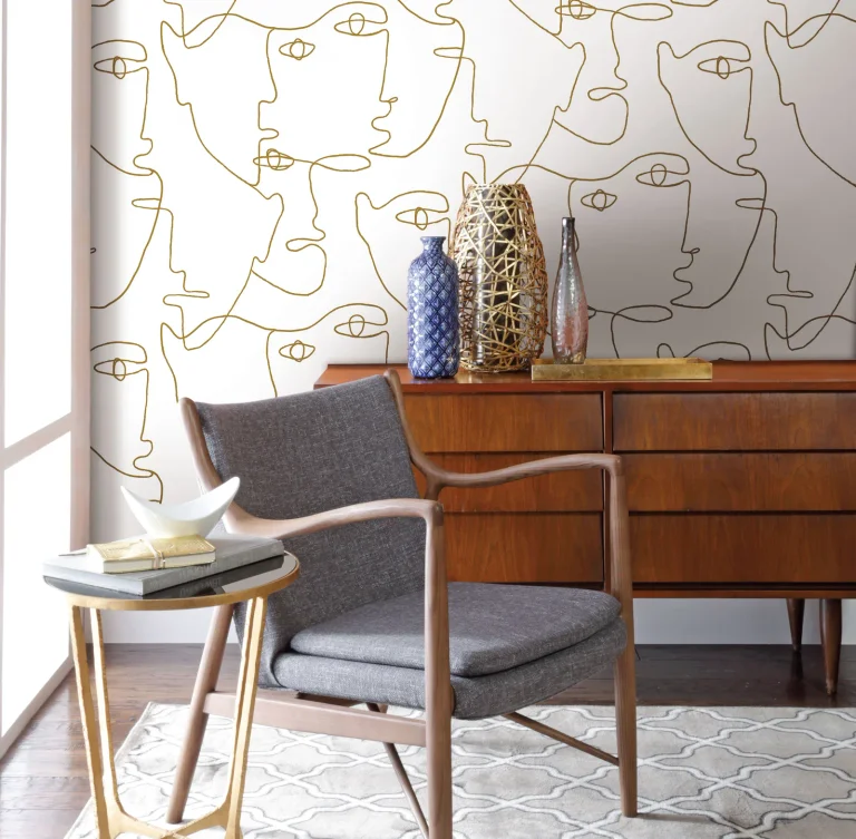 Pablo Portraits Peel and Stick Wallpaper - Gold — Ảnh 3