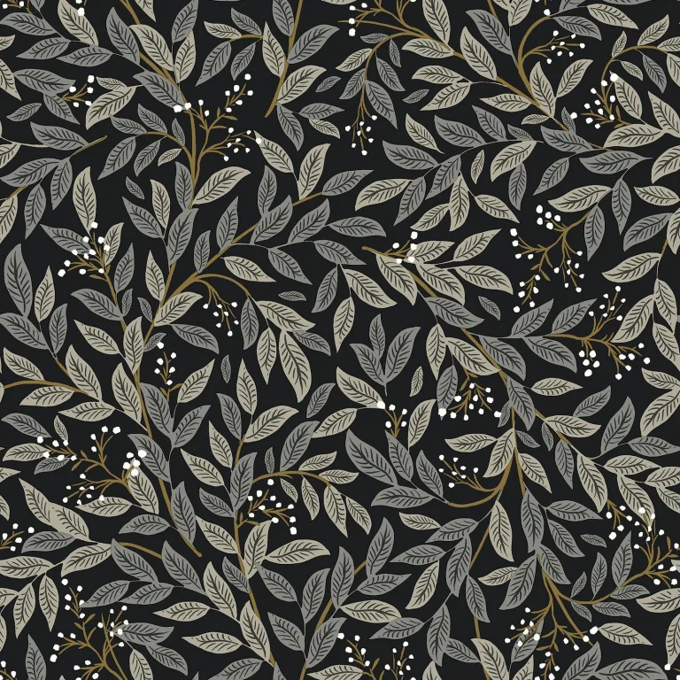 Rifle Paper Co. Willowberry Peel and Stick Wallpaper - Black — Ảnh 5