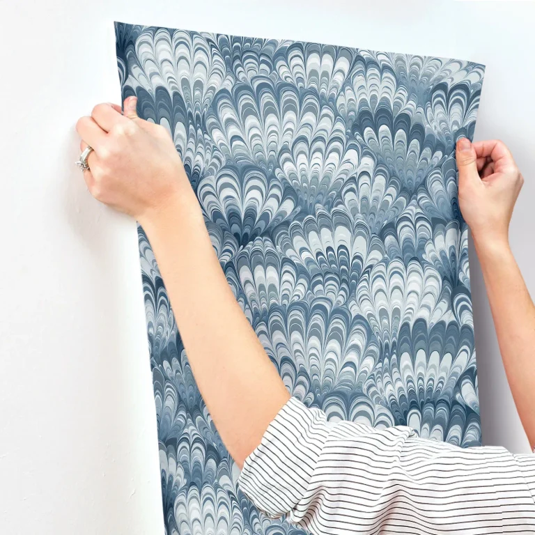 Octavia Marbled Ink Wallpaper - Blue — Ảnh 4
