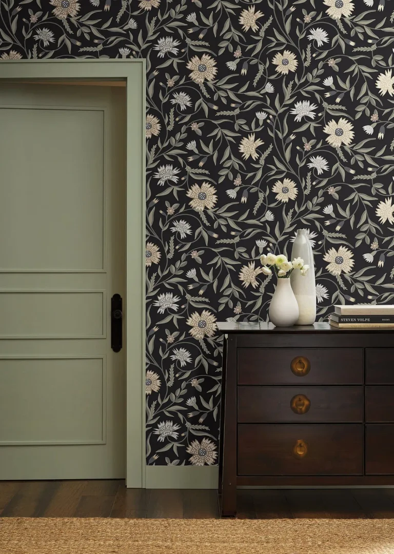 Rifle Paper Co. Aster Wallpaper - Black — Image 5