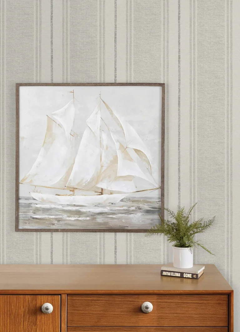 Chesapeake Maddox Flannel Stripe Wallpaper - Grey — Ảnh 6