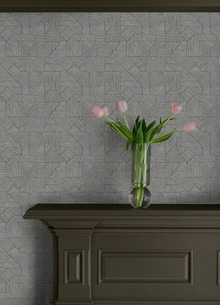 Crescendo Block Geometric Wallpaper - Dark Grey — Image 3