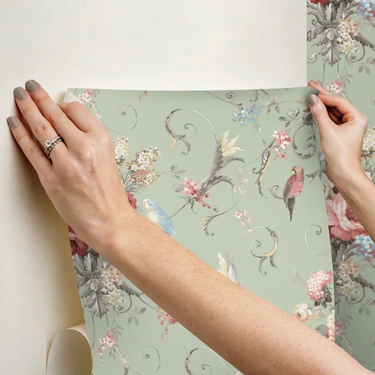 Parrots with Floral Bouquets Peel and Stick Wallpaper - Green — Ảnh 4