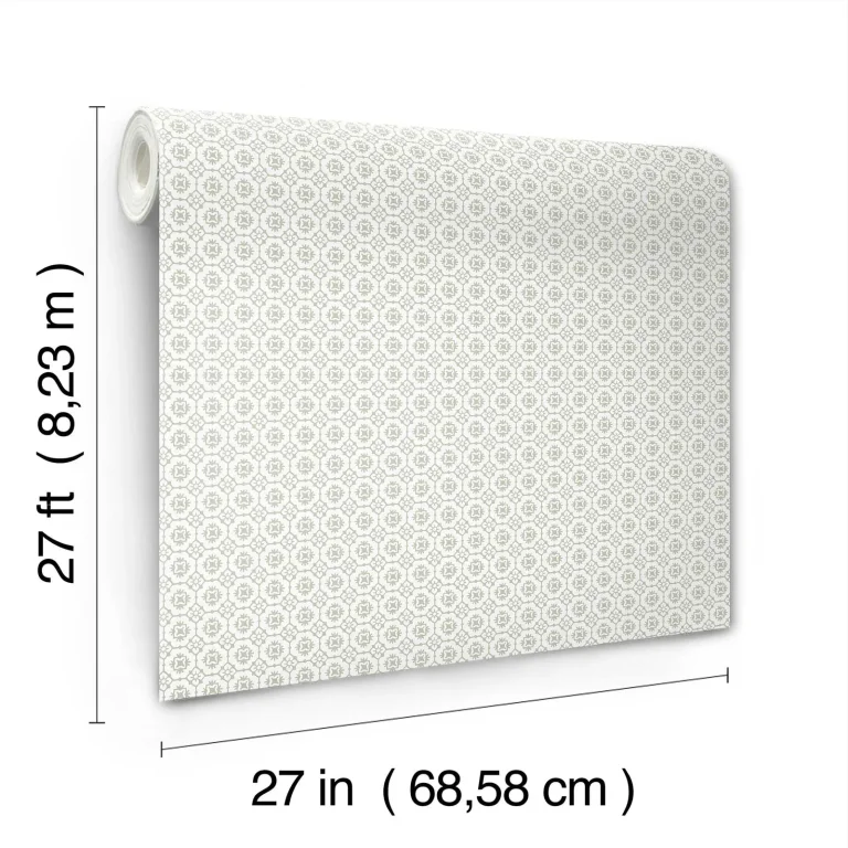 Priti Floral Grid Wallpaper - Grey — Ảnh 4
