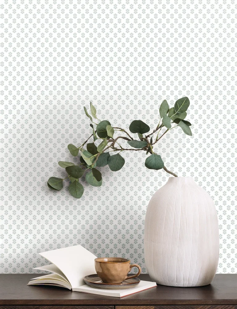 Brioni Floral Stamp Wallpaper - Light Blue — Ảnh 2
