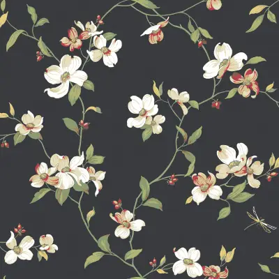 Dogwood Wallpaper - Black and White