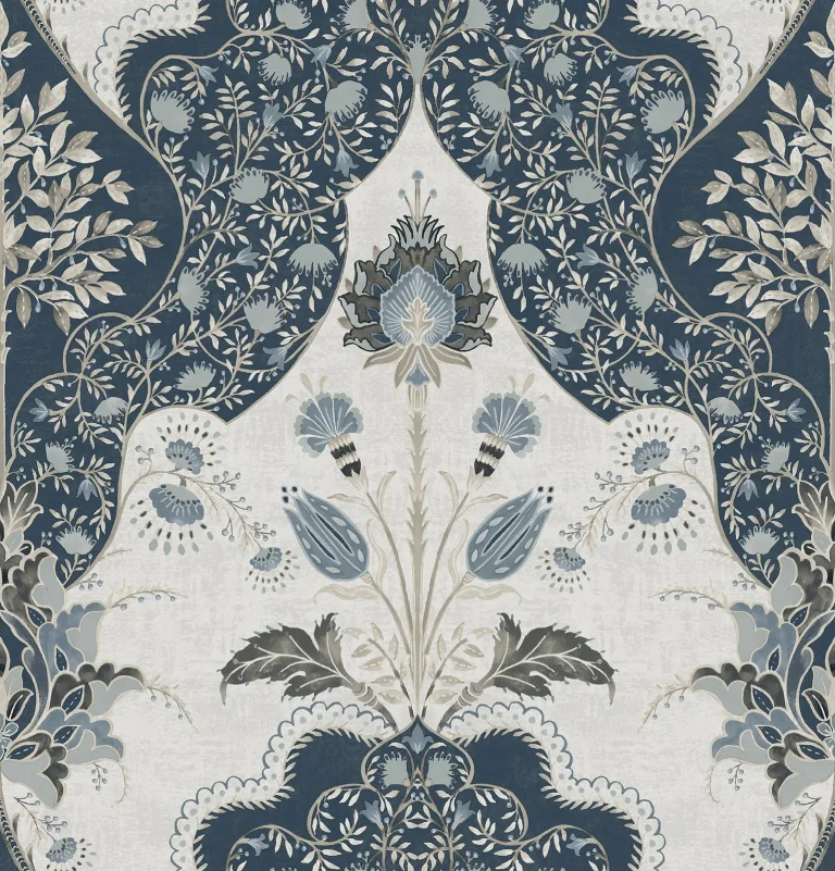 Auden Floral Grandeur Wallpaper - Dark Blue