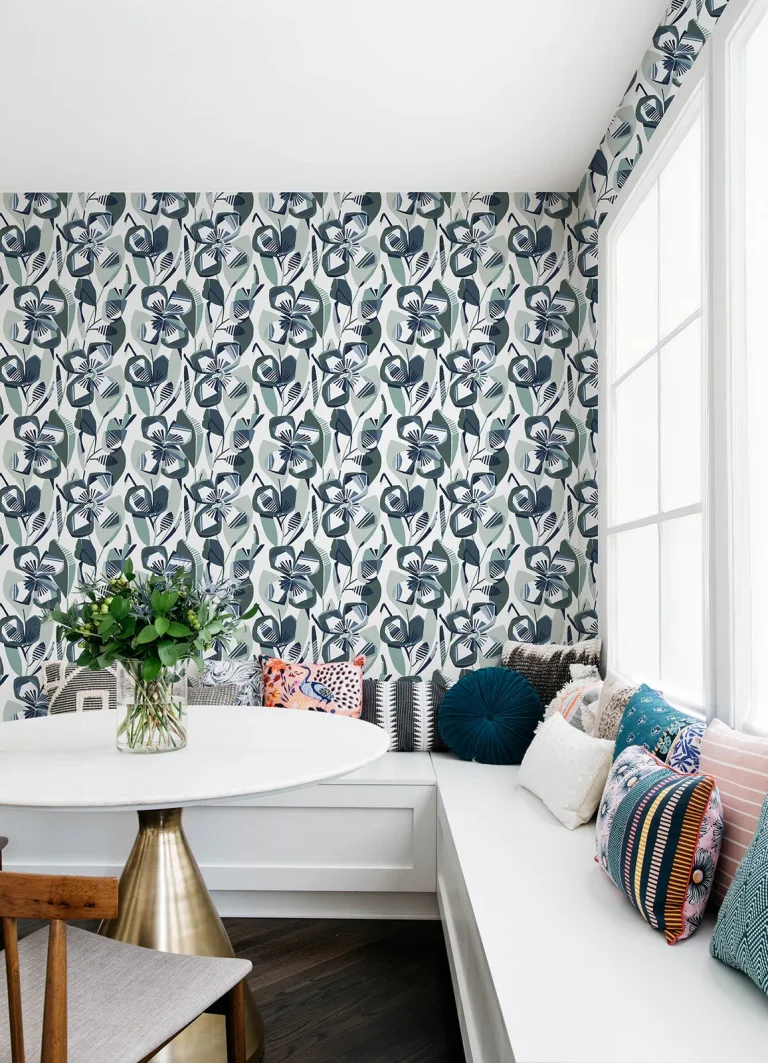 Nathalie Abstract Blooms Wallpaper - Navy — Ảnh 5