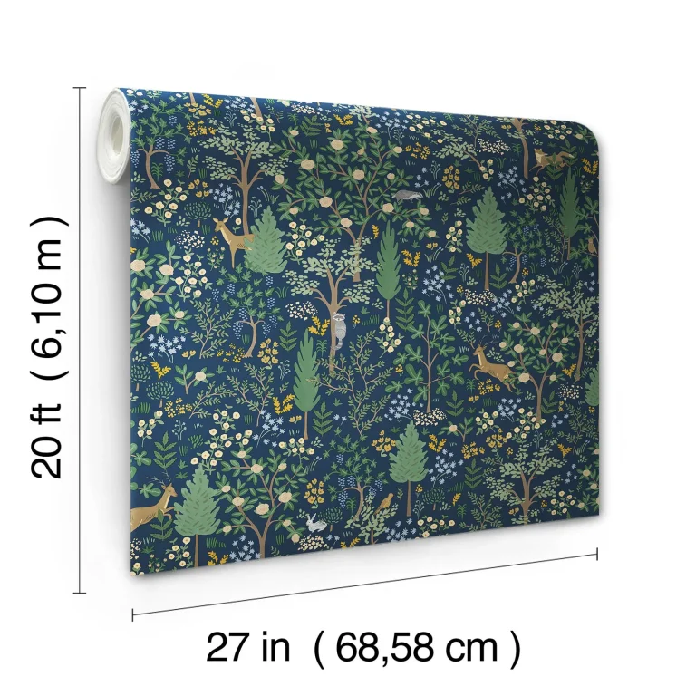 Rifle Paper Co. Woodland Peel and Stick Wallpaper - Navy — Ảnh 6