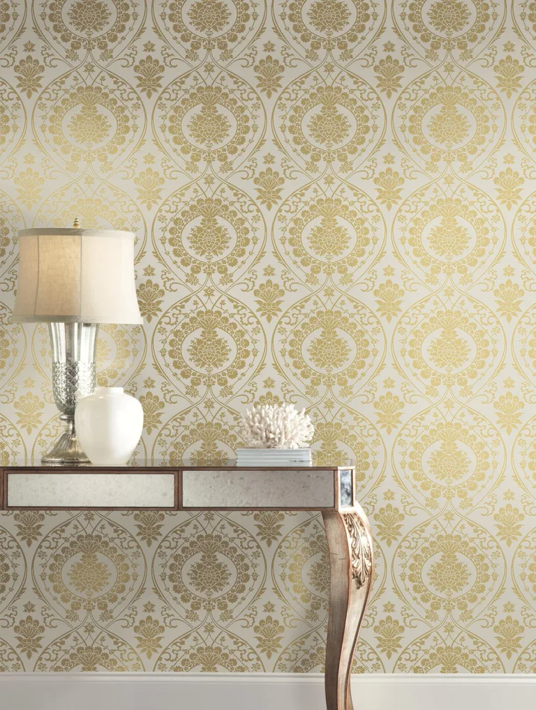 Imperial Damask Wallpaper - Linen/Gold — Ảnh 3