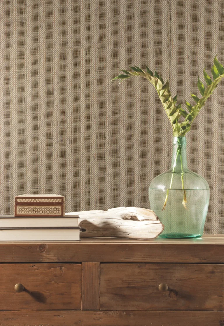 Woven Crosshatch Ramie Grasscloth Wallpaper - Charcoal/Beige — Ảnh 4