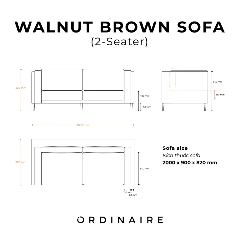 WALNUT BROWN SOFA — Image 8