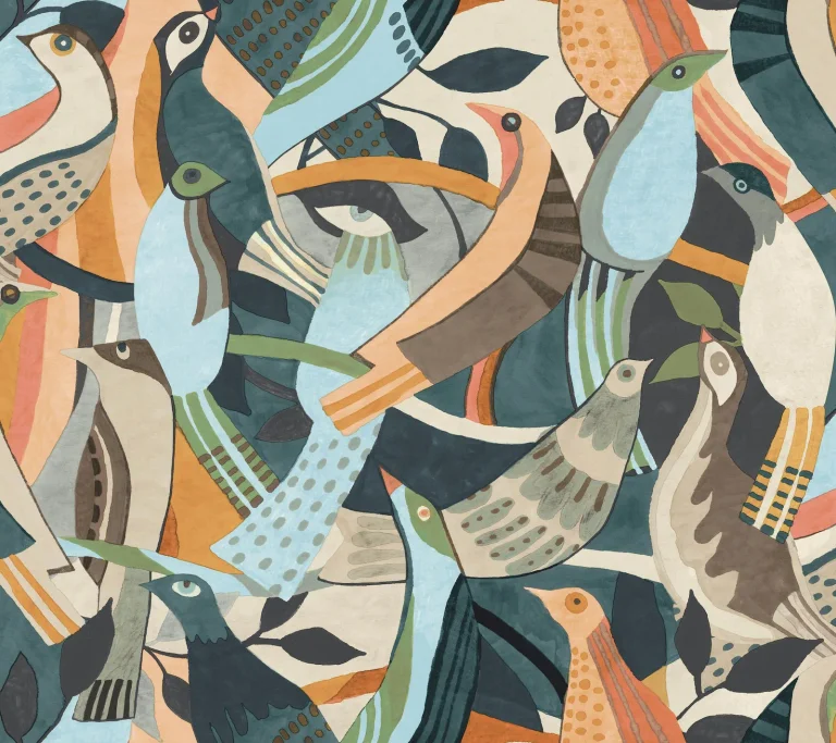 Fauvust Flock Abstract Peel and Stick Wallpaper - Coral — Ảnh 4
