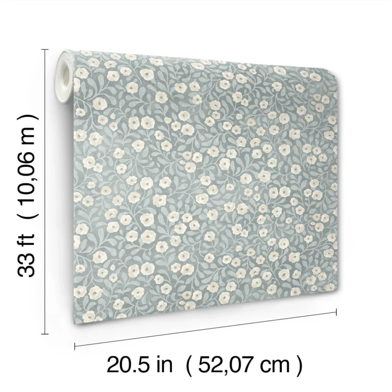 Chesapeake Poppy Trail Floral Wallpaper - Light Blue — Ảnh 6
