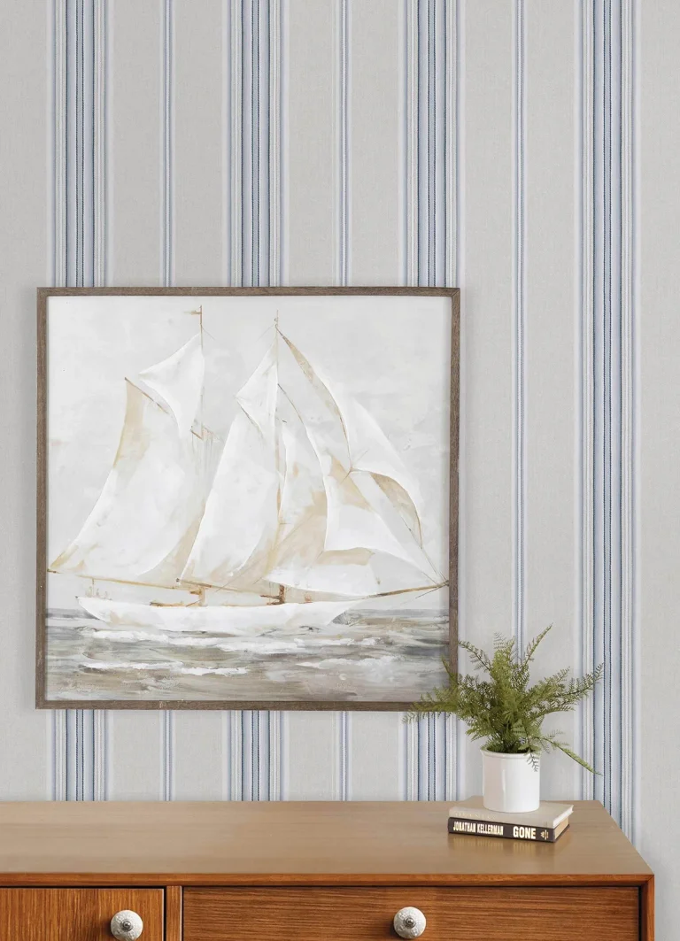Chesapeake Calvados Linen Stripe Wallpaper - Blue — Ảnh 2