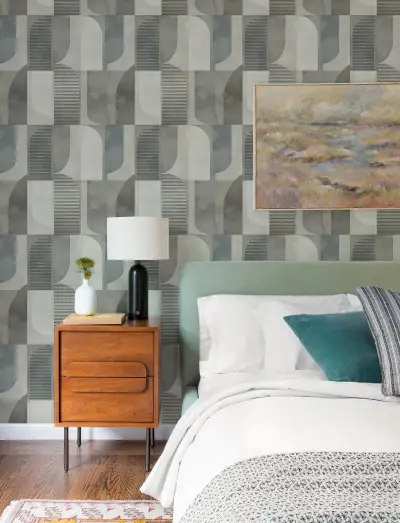 Otto Abstract Geometric Wallpaper - Taupe/Black