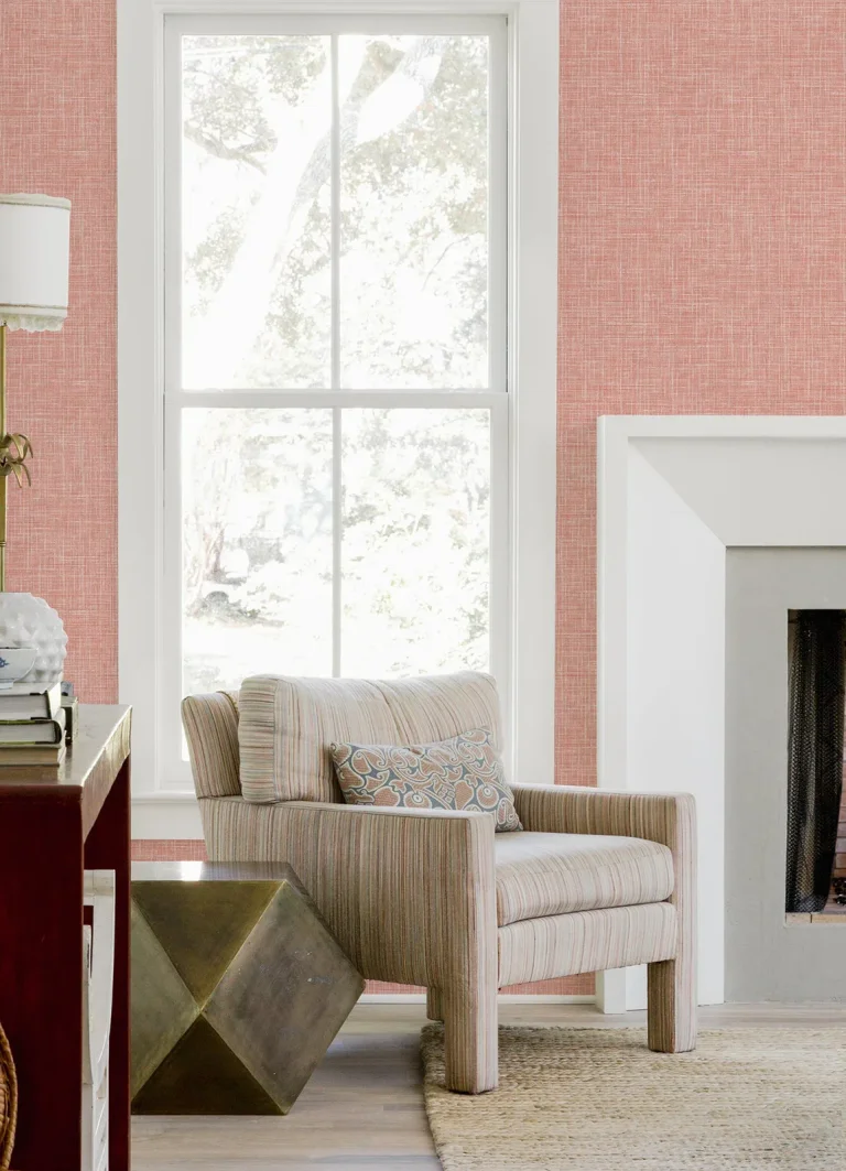 Emerson Faux Linen Wallpaper - Coral — Ảnh 2