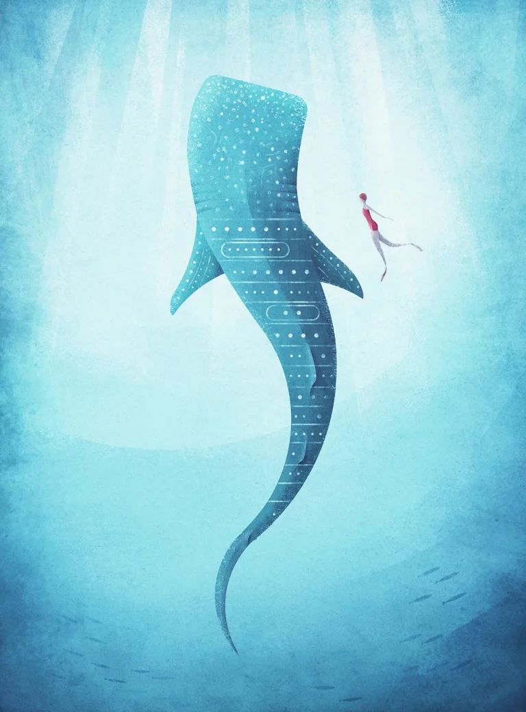 The Whale Shark - Wall Mural 5470 - 4 Panel - 192cm x 260cm — Ảnh 2