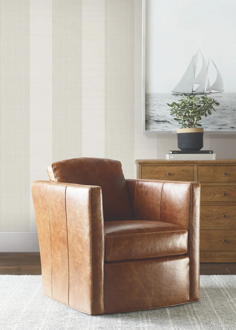 Ronald Redding Archer Stripe Faux Linen Wallpaper - Light Grey — Ảnh 6