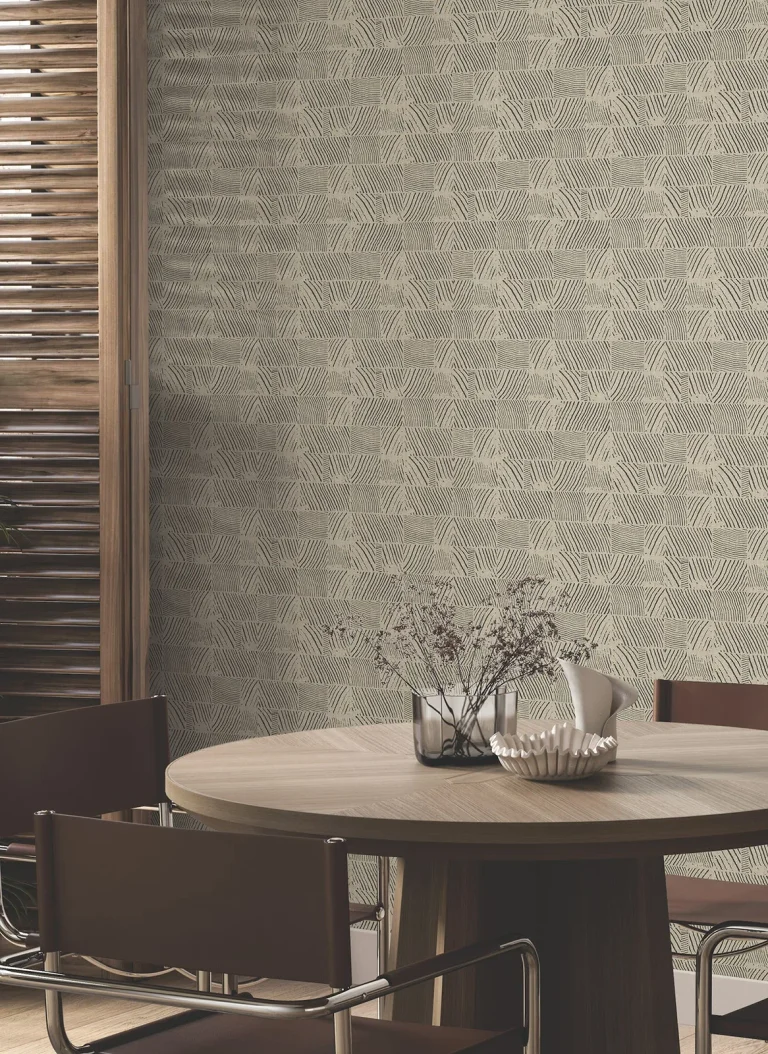 Woodcut Wallpaper - Black & Linen — Ảnh 5