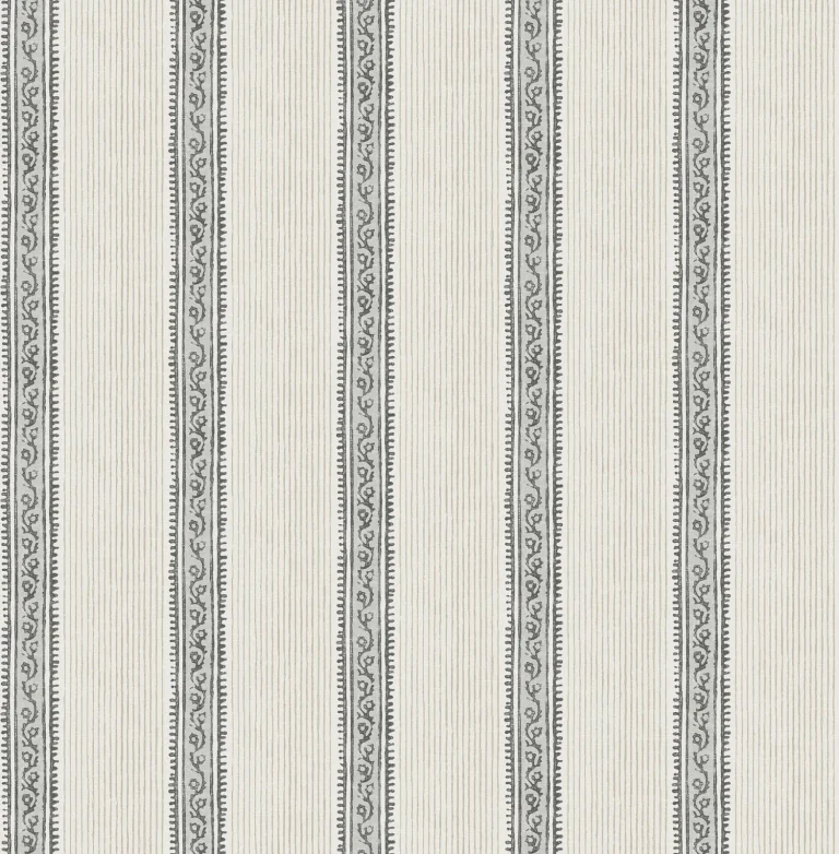 Chesapeake Mandevilla Vine Stripe Wallpaper - Black and Taupe — Ảnh 3