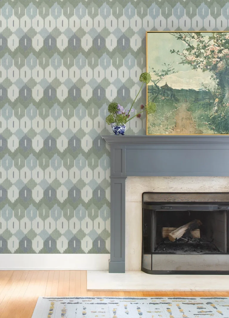 Abilene Ikat Wallpaper - Sea Green — Image 3