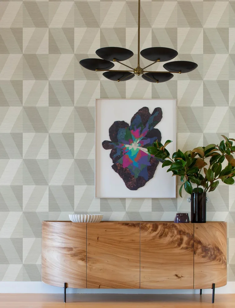 Winslow Geometric Faux Grasscloth Wallpaper - Bone — Ảnh 5