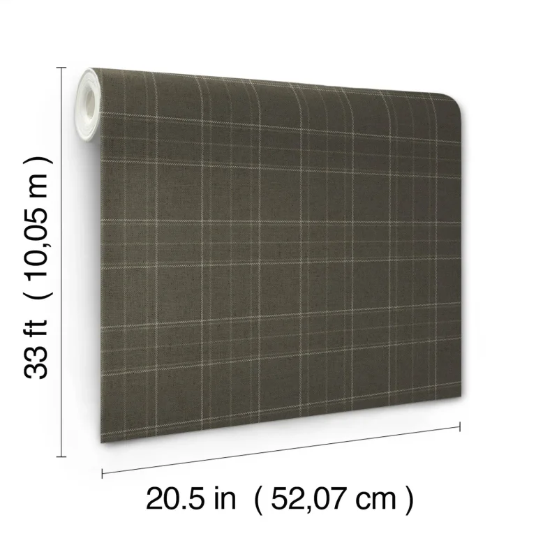 Chesapeake Fox Hollow Dashed Plaid Wallpaper - Charcoal — Ảnh 7