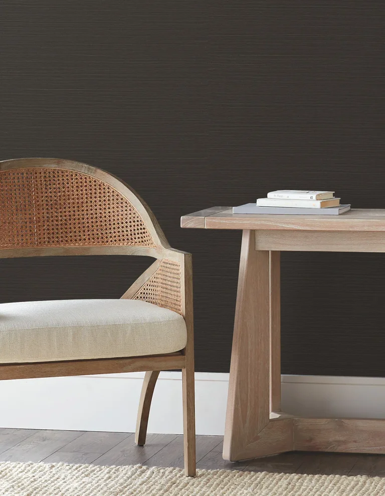 Natural Grasscloth Peel and Stick Wallpaper - Black — Ảnh 2