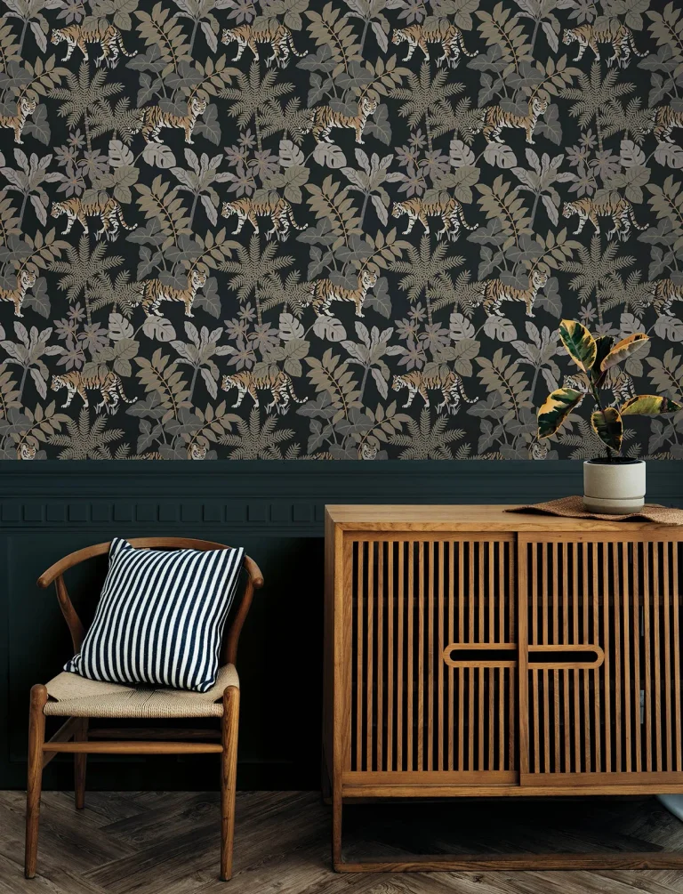 Caspian Jungle Prowl Wallpaper - Charcoal — Ảnh 7